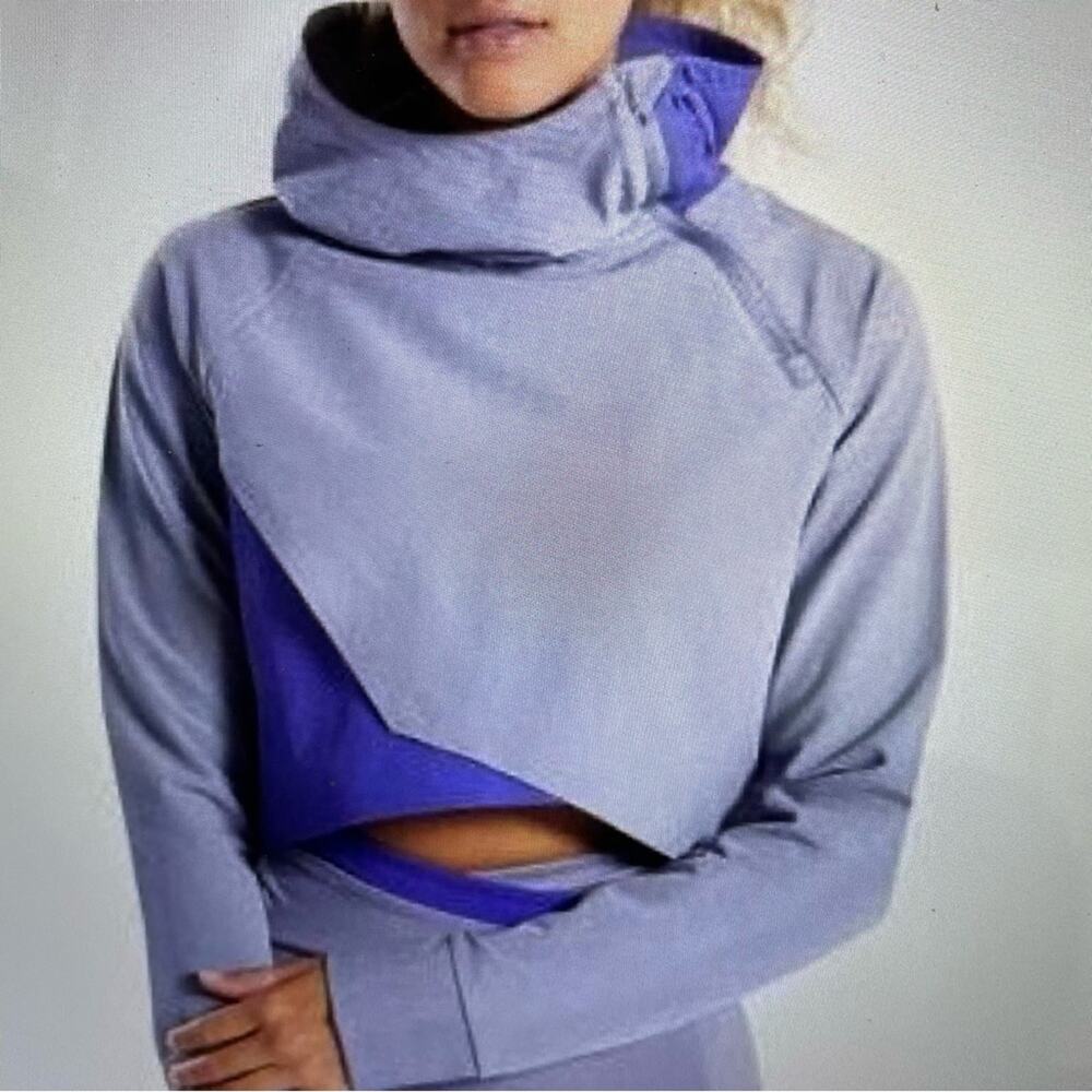 Gymshark Gray Purple Cropped Hoodie Medium